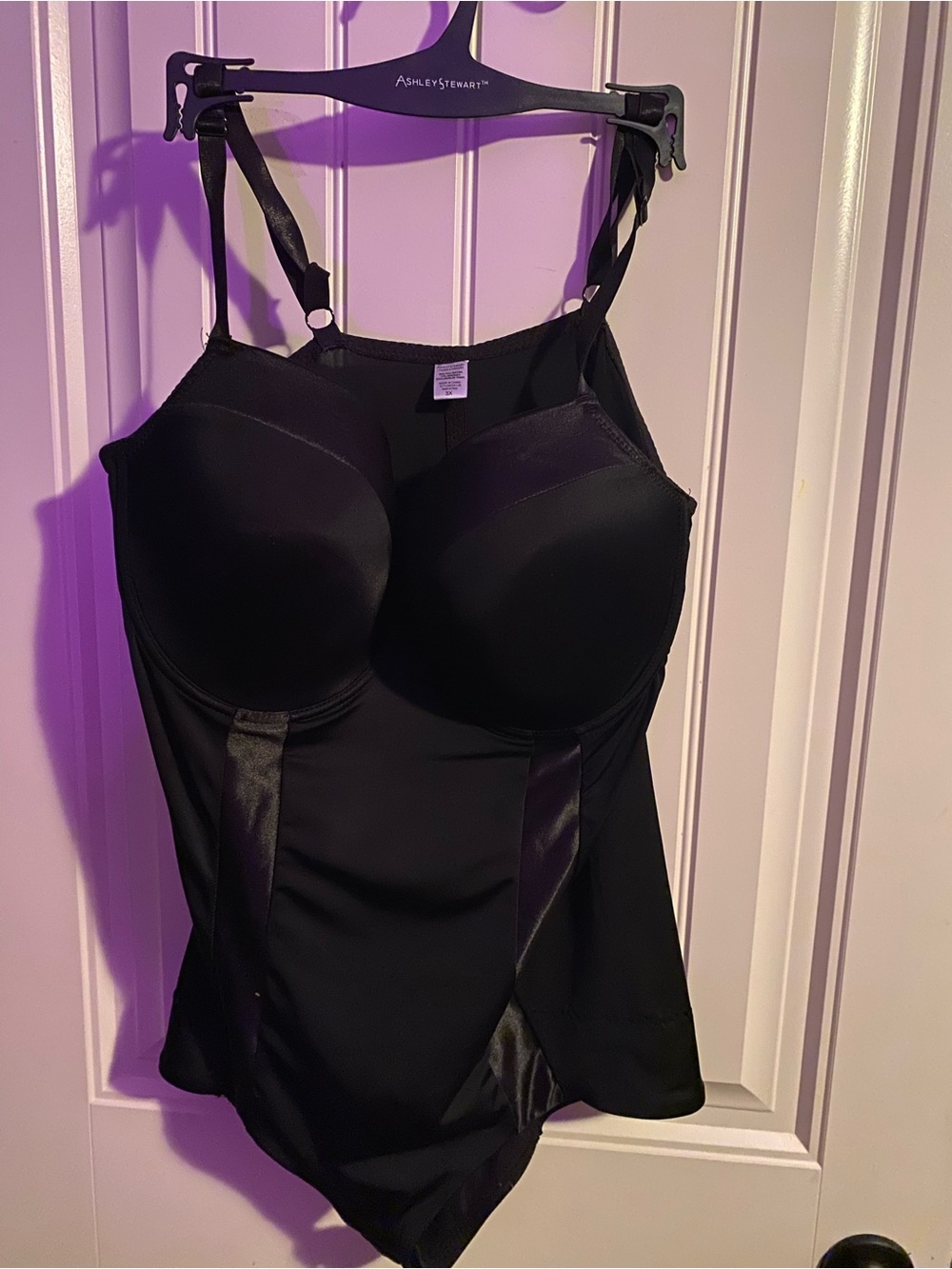 Ashley Stewart Black Shapewear Bodysuit with Built-In Cups